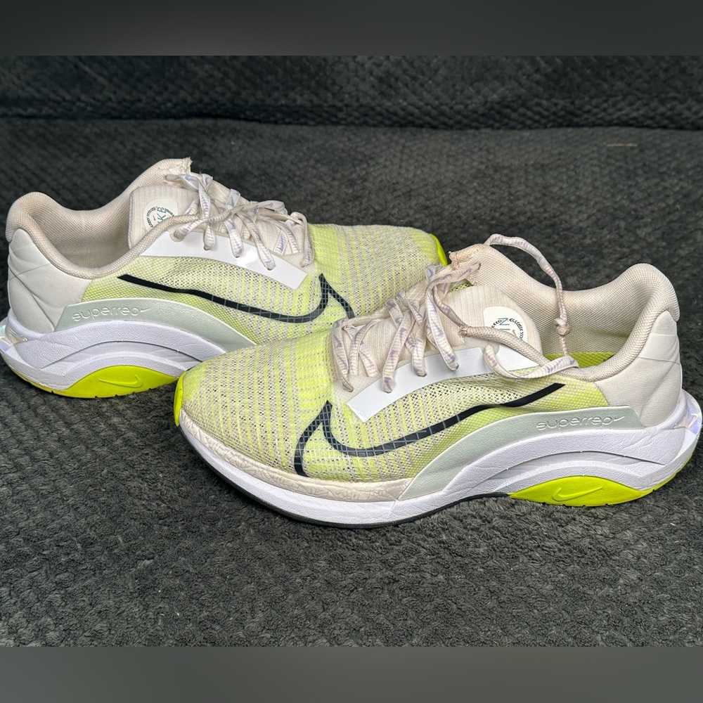 Yellow and white Nike